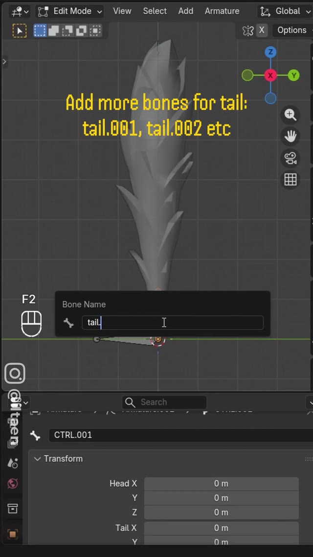 How to rig a tail to animate waving with just one controller by iltaen